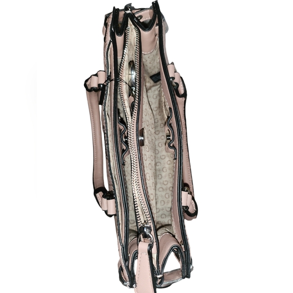 GUESS Dixon Dusty Mauve Logo Debossed Satchel Hanbag - Picture 8 of 9